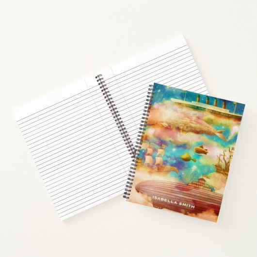 ヴィンテージトラベルワールドスカイブルー海クジラ ノートブック (内部)