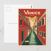 ヴィンテージトラベルヴェネツィアイタリアレトログラフィック ポストカード (正面/裏面)