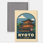 ヴィンテージトラベル京都日本レトロ風景風景 マグネット (正面/裏面)