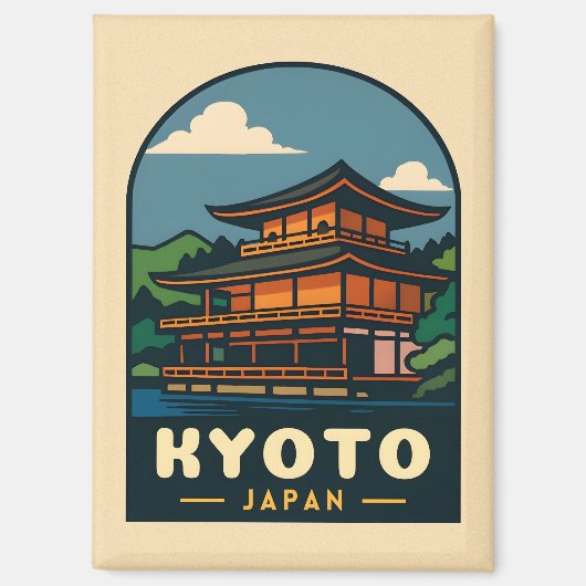 ヴィンテージトラベル京都日本レトロ風景風景 マグネット (正面)