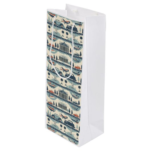 ヴィンテージトラベル抱き枕 ワインギフトバッグ (正面アングル)