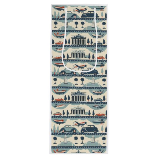 ヴィンテージトラベル抱き枕 ワインギフトバッグ (正面)