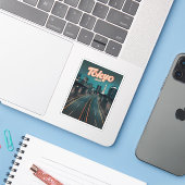 ヴィンテージトラベル東京ジャパンシティスケープレトロ風光明媚 シール (ノートパソコンとiPhone)