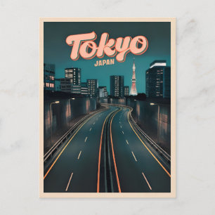 ヴィンテージトラベル東京ジャパンシティスケープレトロ風光明媚 ポストカード