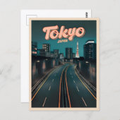 ヴィンテージトラベル東京ジャパンシティスケープレトロ風光明媚 ポストカード (正面/裏面)