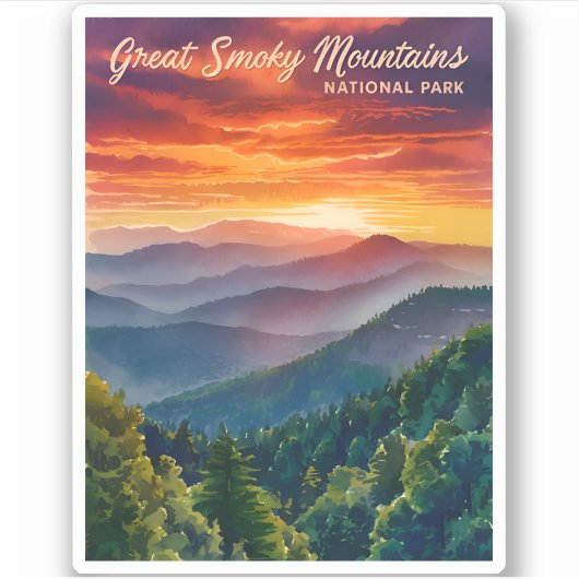 ヴィンテージトラベル素晴らしスモークマウンテンズナショナルパーク シール (正面)