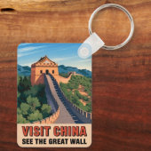 ヴィンテージトラベル素晴らし中国壁レトロ風景 キーホルダー (裏面)
