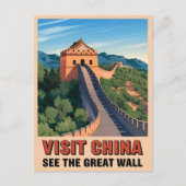 ヴィンテージトラベル素晴らし中国壁レトロ風景 ポストカード (正面)