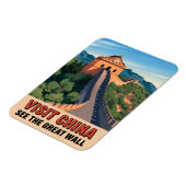 ヴィンテージトラベル素晴らし中国壁レトロ風景 マグネット (左側)