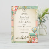 ヴィンテージトラベル結婚式招待状素朴マップボホ 招待状 (スタンド正面)