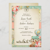 ヴィンテージトラベル結婚式招待状素朴マップボホ 招待状 (正面/裏面)