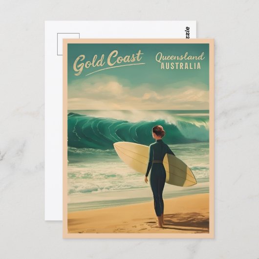 ヴィンテージトラベル金ゴールドコーストオーストラリアレトロ風光明媚 ポストカード (正面/裏面)