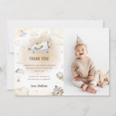 ヴィンテージトラベル飛行機誕生日サンキューカード 招待状 (正面)