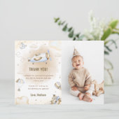 ヴィンテージトラベル飛行機誕生日サンキューカード 招待状 (スタンド正面)