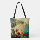 ヴィンテージトラベル，イタリアのアマルフィコーストビーチ トートバッグ (裏面)