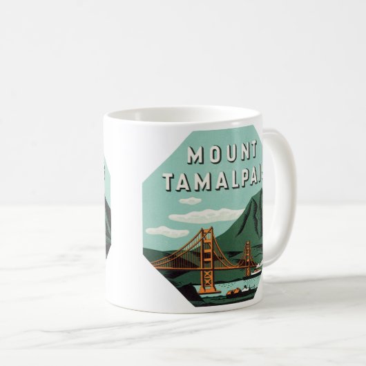 ヴィンテージトラベル、タマルパイスマウンテンまたは山タム コーヒーマグカップ (正面右)