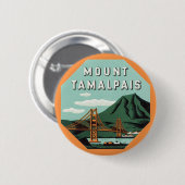 ヴィンテージトラベル、タマルパイスマウンテンまたは山タム 缶バッジ (正面&裏面)