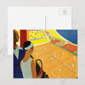 ヴィンテージトラベル，テニス，スポーツ，モンテカルロモナコ ポストカード (正面/裏面)