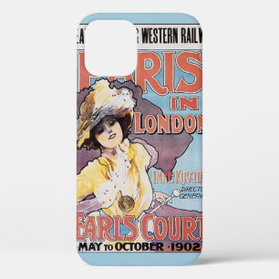 ヴィンテージトラベル パリ・イン・ロンドン鉄道の女性 iPhone 12ケース