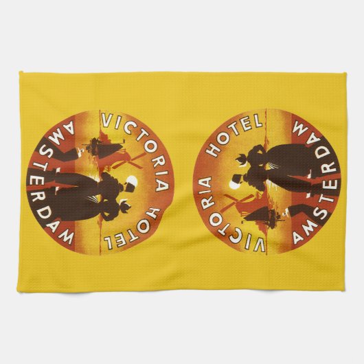 ヴィンテージトラベル,ビクトリアホテル,アムステルダム,オランダ キッチンタオル (横)