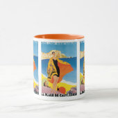 ヴィンテージトラベル、ビーチバケーションアットカルヴィ、コルシカ マグカップ (中央)