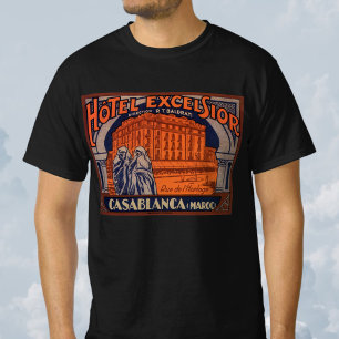 ヴィンテージトラベル、モロッコ・アフリカのカサブランカ Tシャツ