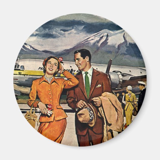 ヴィンテージトラベル、観光客ズアットパナグラエアポートタルマック マグネット (正面)