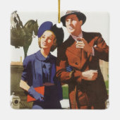 ヴィンテージトラベル、観光客ズオンバカンス観光 セラミックオーナメント (裏面)