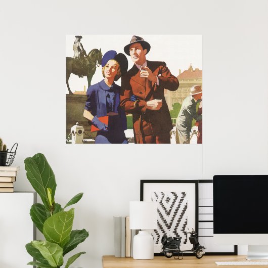 ヴィンテージトラベル、観光客ズオンバカンス観光 ポスター (ホームオフィス)