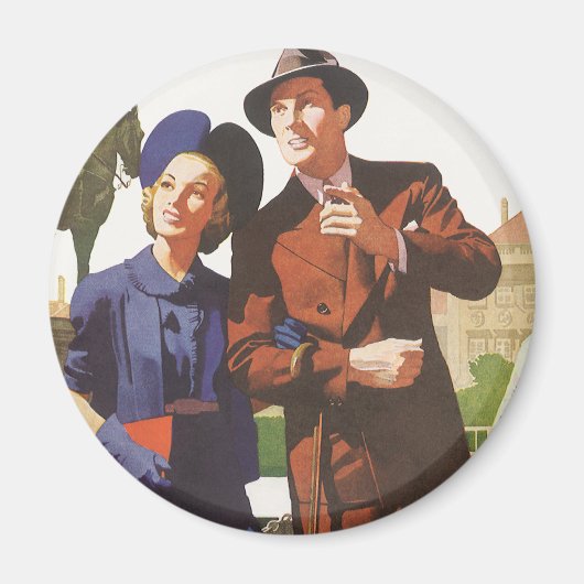 ヴィンテージトラベル、観光客ズオンバカンス観光 マグネット (正面)