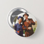 ヴィンテージトラベル、観光客ズオンバカンス観光 缶バッジ (正面&裏面)