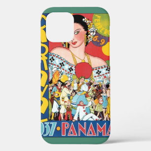 ヴィンテージトラベル 1937年パナマカーニバルパーティーの女性 iPhone 12ケース