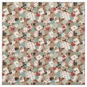 ヴィンテージトランプとサイコロパターン ファブリック (見本)