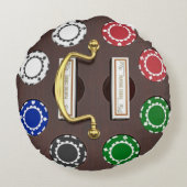 ヴィンテージトランプのポーカーチップ回転木馬 ラウンドクッション (裏面)