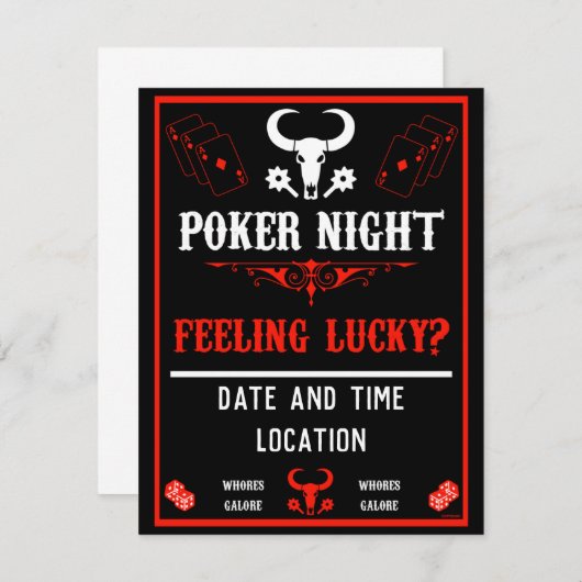 ヴィンテージトランプのポーカーナイト招待状 (正面/裏面)