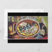 ヴィンテージトランプのポーカーメン喫煙ルーム賭博 ポストカード (正面/裏面)