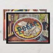 ヴィンテージトランプのポーカーメン喫煙ルーム賭博 招待状 (正面/裏面)