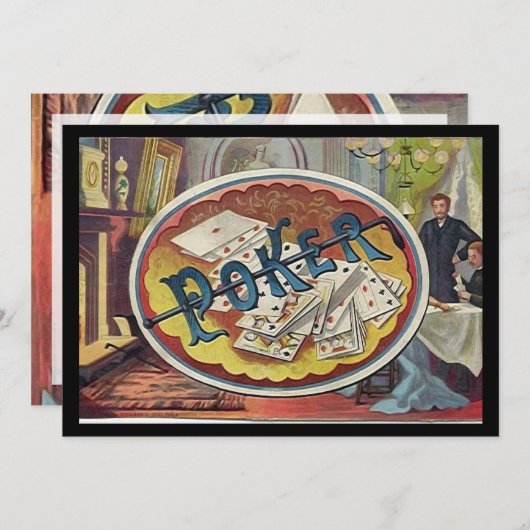 ヴィンテージトランプのポーカーメン喫煙ルーム賭博 招待状 (正面/裏面)