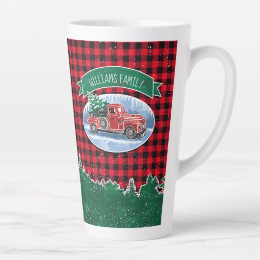 ヴィンテージトラ素朴ックバッファロープレイドモノグラム名 カフェラテマグ (右)