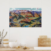 ヴィンテージトリエントとブレンタドロミテスイタリアの地図 ポスター (キッチン)