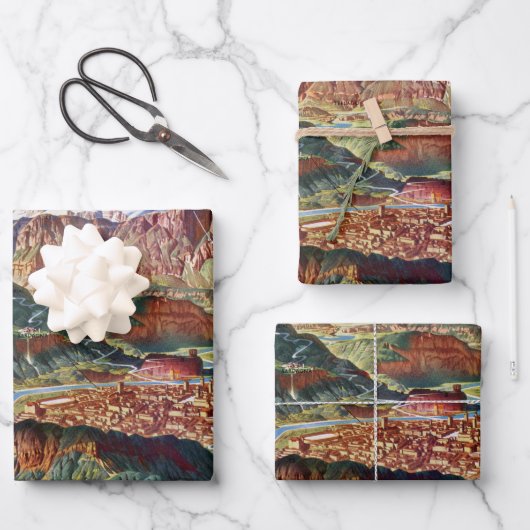 ヴィンテージトリエントとブレンタドロミテスイタリアの地図 ラッピングペーパーシート (正面)