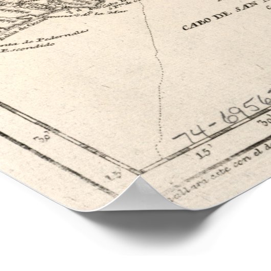 ヴィンテージトルコとカイコスの地図(1782) ポスター (角)