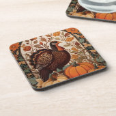 ヴィンテージトルコとカボチャの秋 コースター (左側)