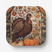 ヴィンテージトルコとカボチャの秋 ペーパープレート (正面)