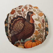 ヴィンテージトルコとカボチャの秋 ラウンドクッション (裏面)