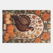 ヴィンテージトルコとカボチャの秋 ラッピングペーパーシート (正面)