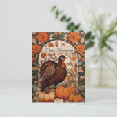 ヴィンテージトルコとカボチャ幸せな感謝祭 ポストカード (スタンド正面)