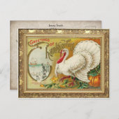 ヴィンテージトルコとカボチャ感謝祭 ポストカード (正面/裏面)