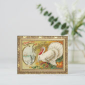 ヴィンテージトルコとカボチャ感謝祭 ポストカード (スタンド正面)