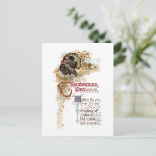 ヴィンテージトルコと感謝祭の詩 シーズンポストカード (スタンド正面)
